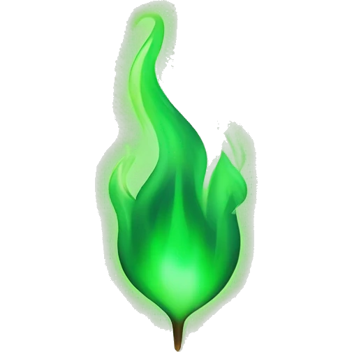green flame with luminating vibe  emoji
