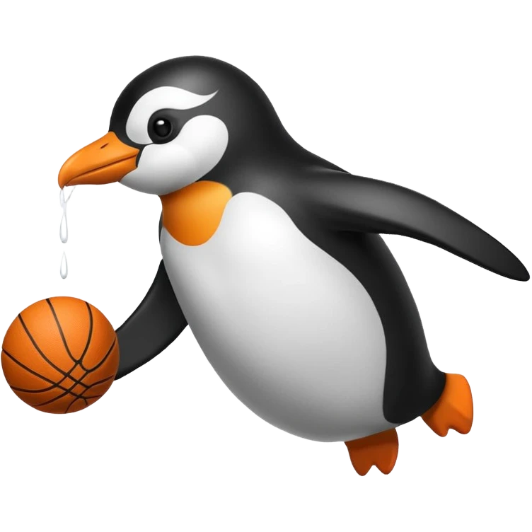Penguin dunking basketball emoji