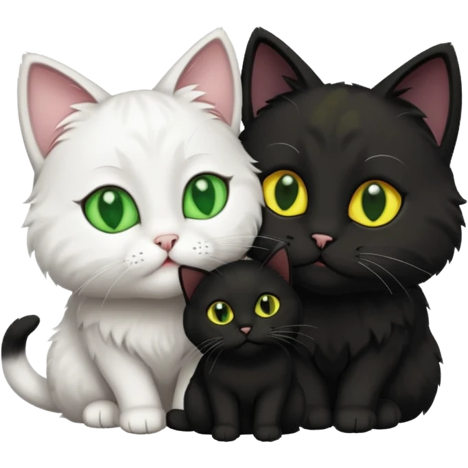 White cat kissing black cat emoji