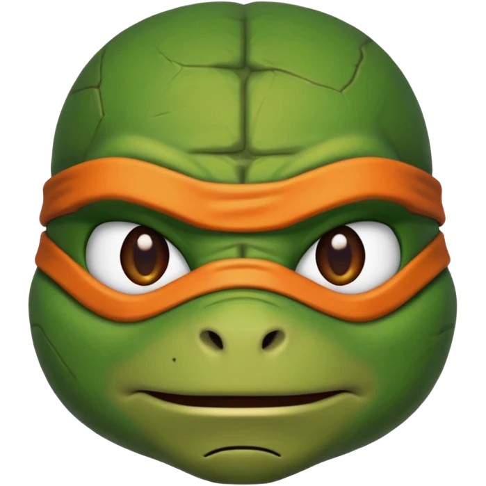 Michelangelo from Teenage Mutant Ninja Turtles, emoji style, head only, cute minimalistic style, with a determined expression emoji