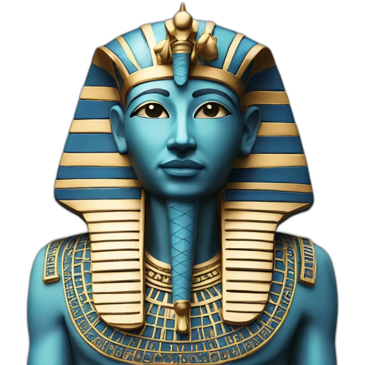 Face of God Ptah statue in blue egypt crown emoji