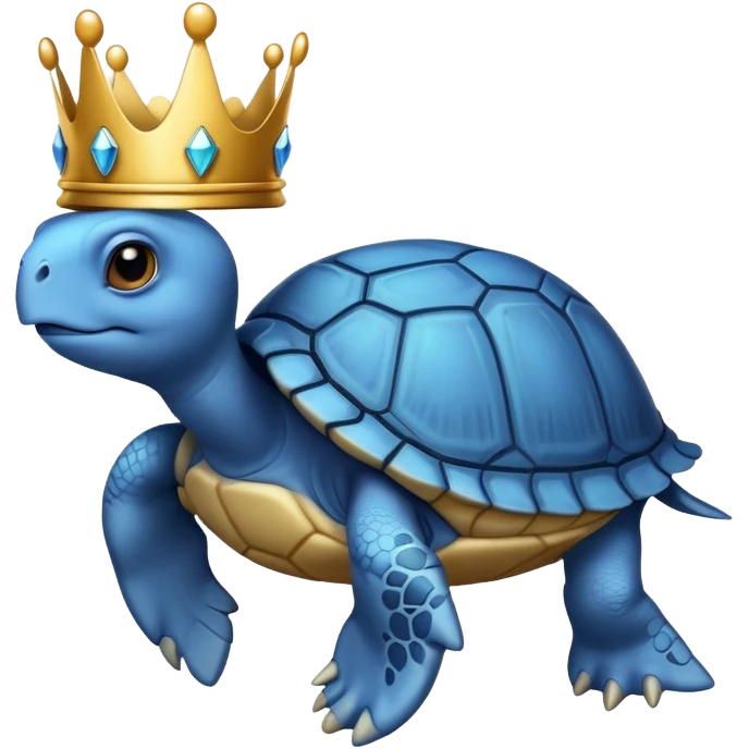 Blue turtle with a crown on it's head emoji