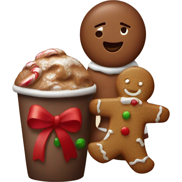 Holiday cocoa and gingerbread man  emoji