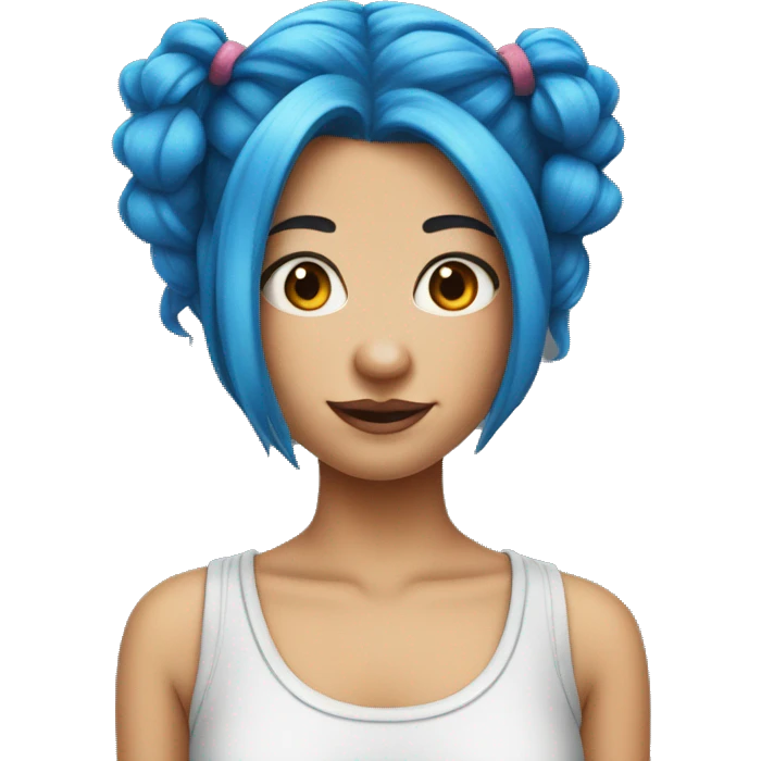 Girl with blue hair and pigtails emoji