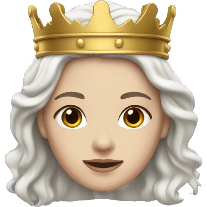 white skinned woman with dark wavy hair and a golden crown emoji