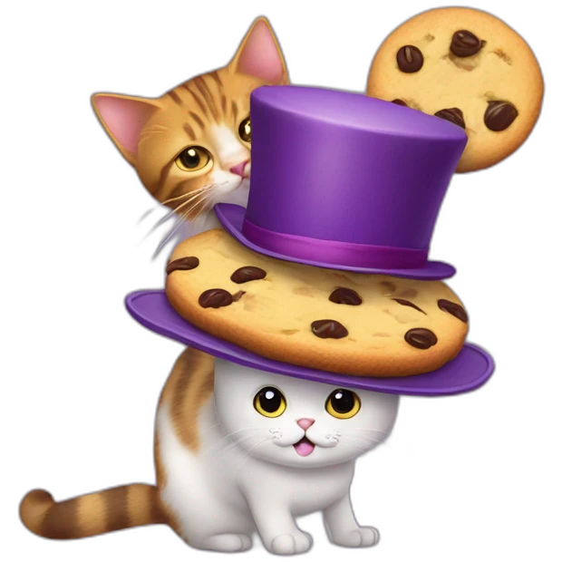 cat-with-a-top-hat-riding-a-purple-cat-riding-a-red-cat-riding-a-yellow-cat-riding-a-giant-cookie emoji