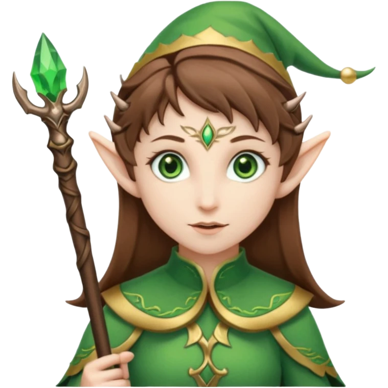 elf with staff brown hair emoji