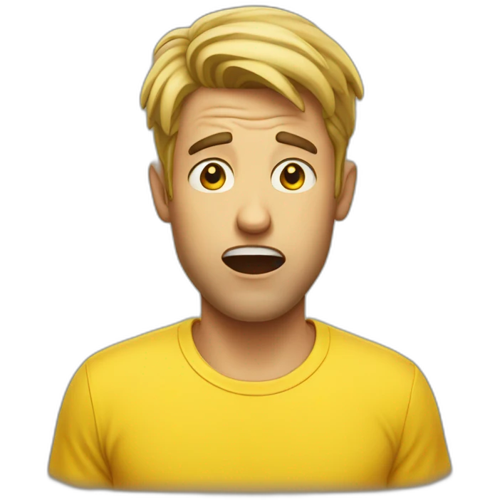 guy in a yellow t-Shirt is shocked emoji