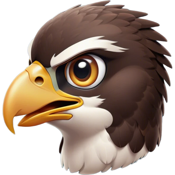 Cinematic Comical Falcon Portrait Emoji, Head tilted dramatically with an exaggeratedly shocked expression, featuring a sharply defined beak and wide, comically expressive eyes full of playful disbelief, Simplified yet hilariously expressive features, highly detailed, glowing with a slightly sassy glow, high shine, dramatic yet playful, stylized with an air of cheeky aerial mischief, soft glowing outline, capturing the essence of a meme-worthy falcon that looks ready to side-eye its way into viral fame! emoji