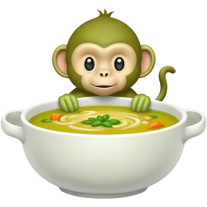 Green monkey in bowl of soup emoji