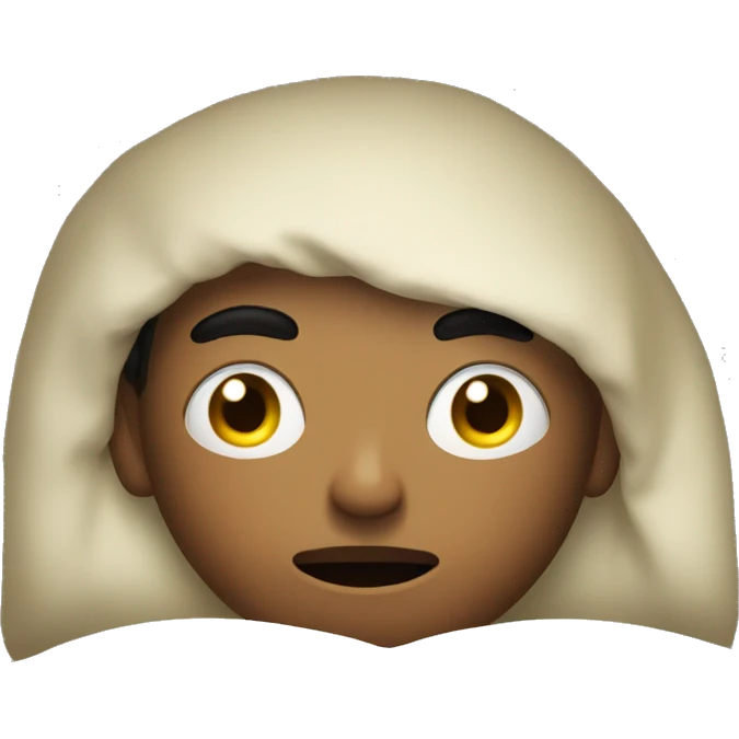 A young man in bed, with one eye opened, suspicious emoji