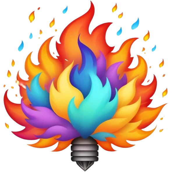 colorful explosion with fire and smoke emoji