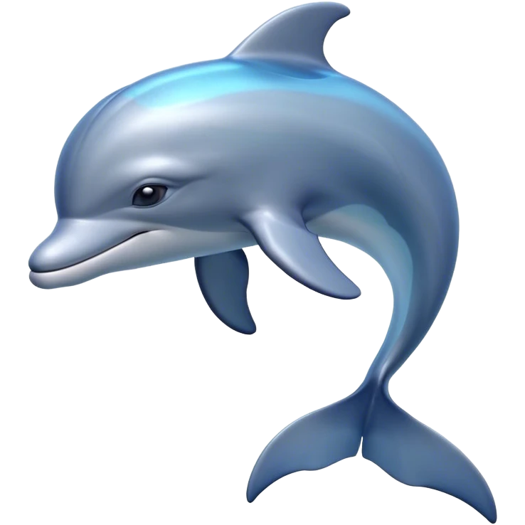 Cinematic Noble Dolphin Portrait Emoji, Poised and graceful, with a sleek, streamlined body of smooth, silvery-blue skin and a gentle, arched dorsal fin, deep, soulful eyes exuding intelligence, Simplified yet sharp and sophisticated features, highly detailed, glowing with a soft, aquatic luminescence, high shine, intelligent and elegant, stylized with an air of oceanic majesty, focused and fluid, soft glowing outline, capturing the essence of a watchful and confident marine guardian that seems ready to leap out of the screen with effortless authority! emoji