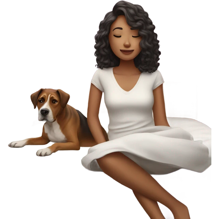 serene moment with dog on bed add birthday cake  emoji