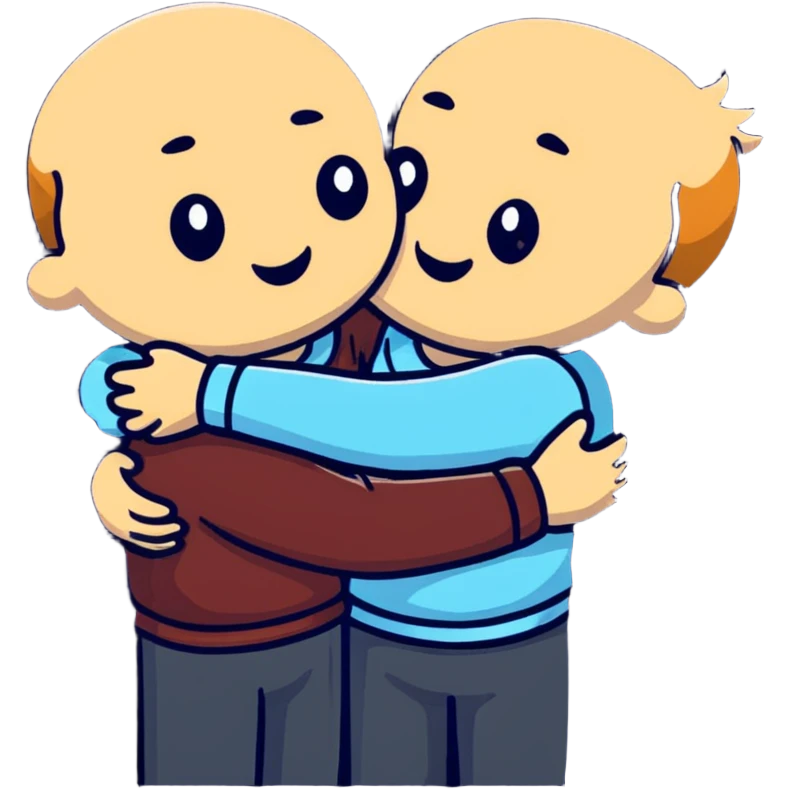 two friends hugging each other warmly emoji