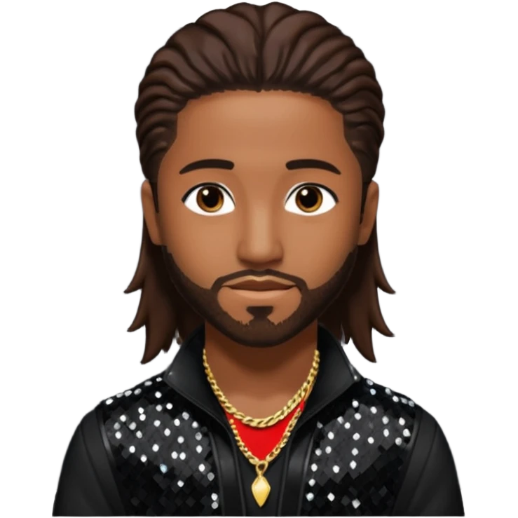 Omarion from B2K with long dark brown hair, black sequin outfit emoji