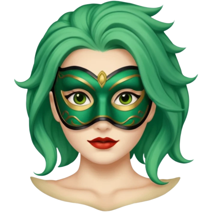masked person venice volto woman green hair emoji