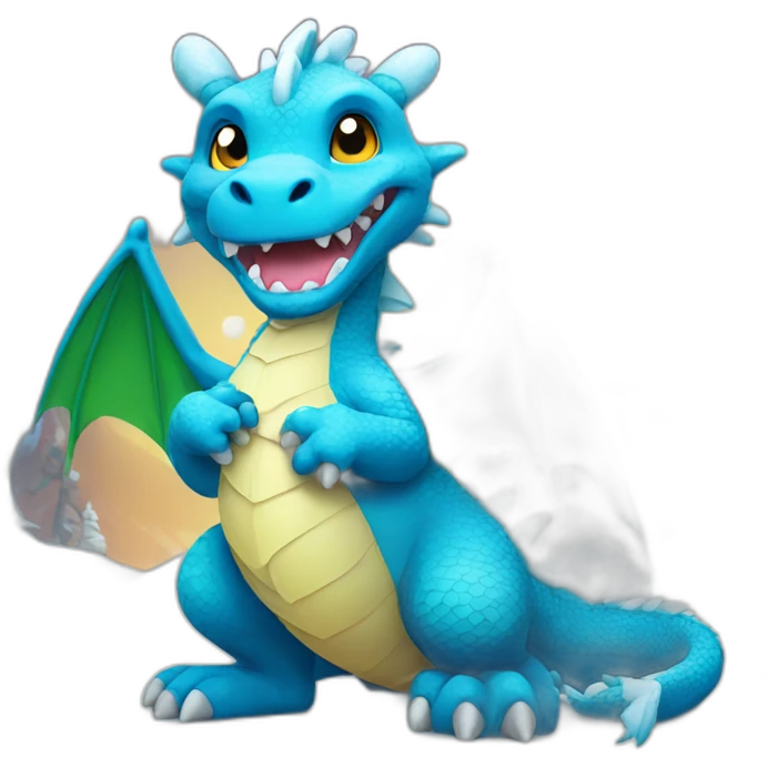 dragon with snowballs emoji