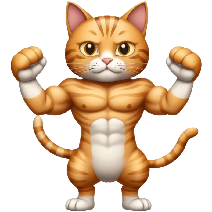 Muscular Cat with a 10 pack emoji