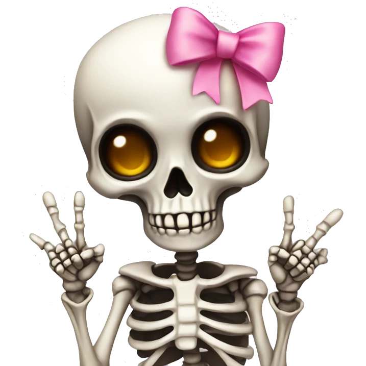 Cute skeleton w pink bow on head w middle finger  emoji