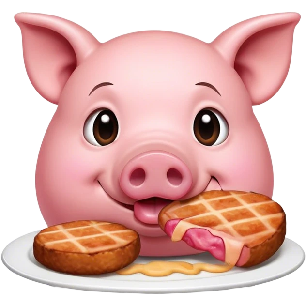 pig is eating cutlets  emoji