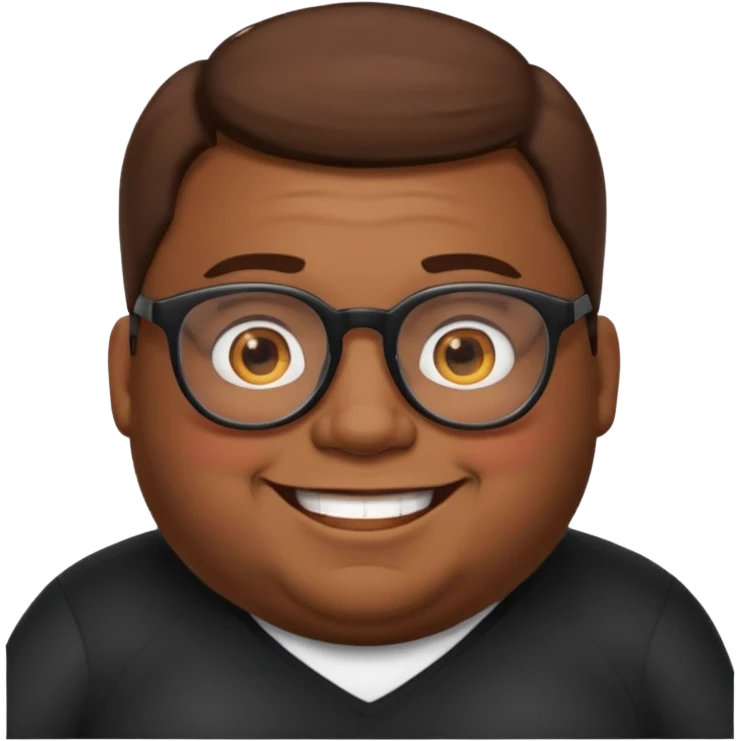 Create a fat emoji man with brown hair and black glasses emoji