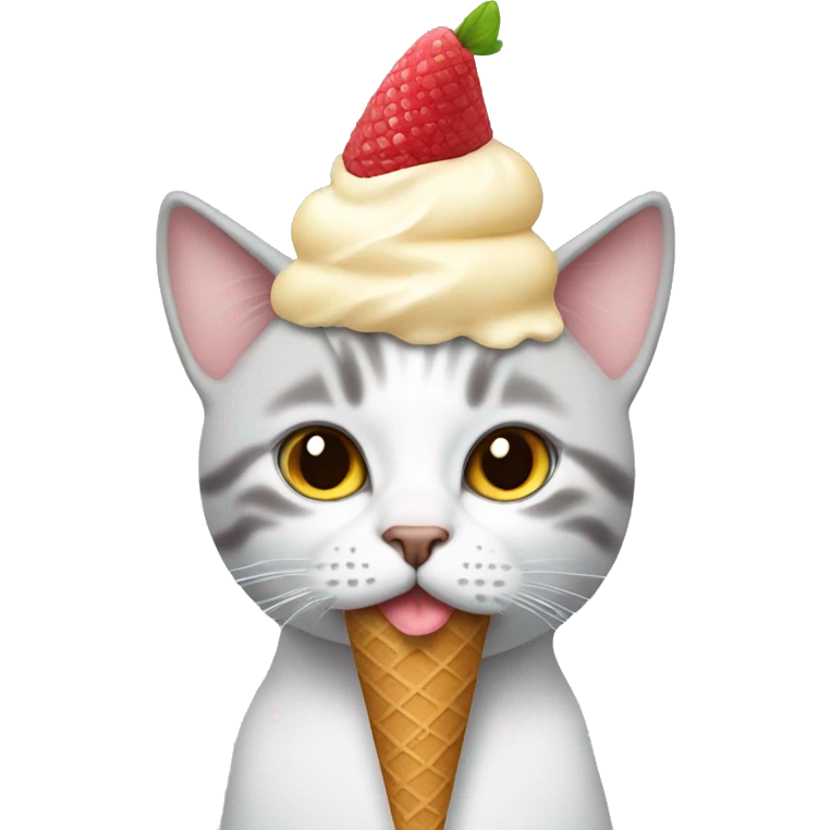 Cat with a icecream on her head  emoji