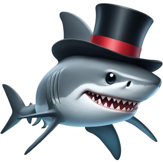 Shark with a top hat emoji