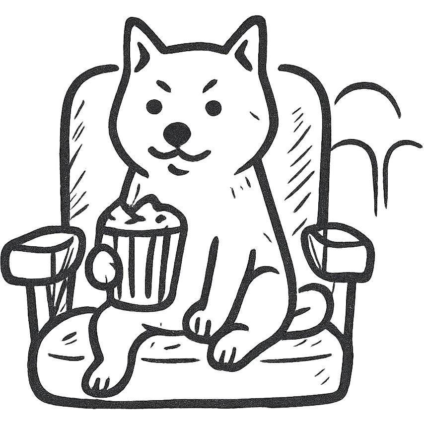 Shiba Inu sitting in a movie theater emoji