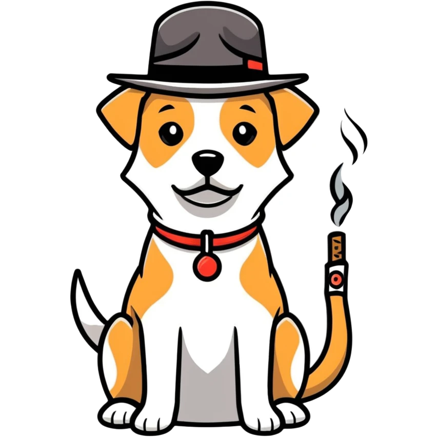 Cane con cigaretta e cappellino  emoji