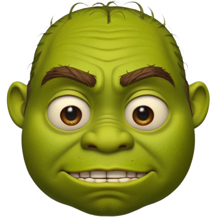 Create a Shrek emoji for a teams chat but make it more original style to the movie- make it as realistic as possible emoji