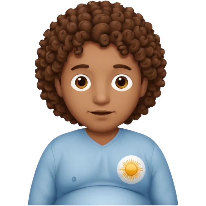 A pregnant Argentinian man with brown curly hair emoji