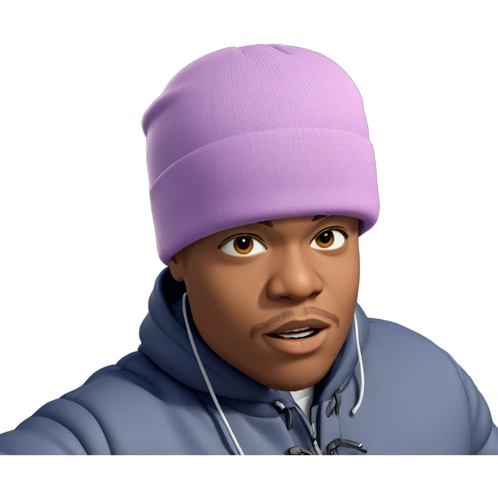 boy in beanie with background emoji