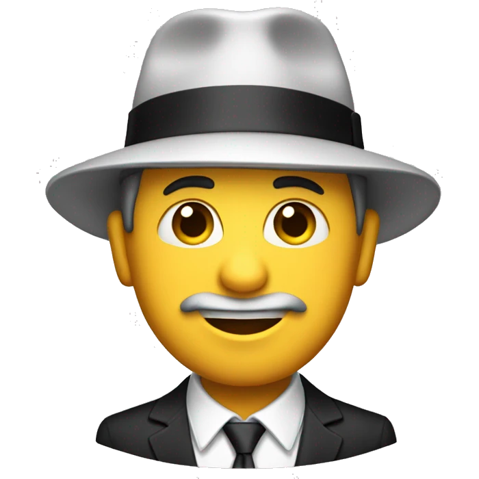 Un hombre con una gorra camisa negra y corbata  emoji
