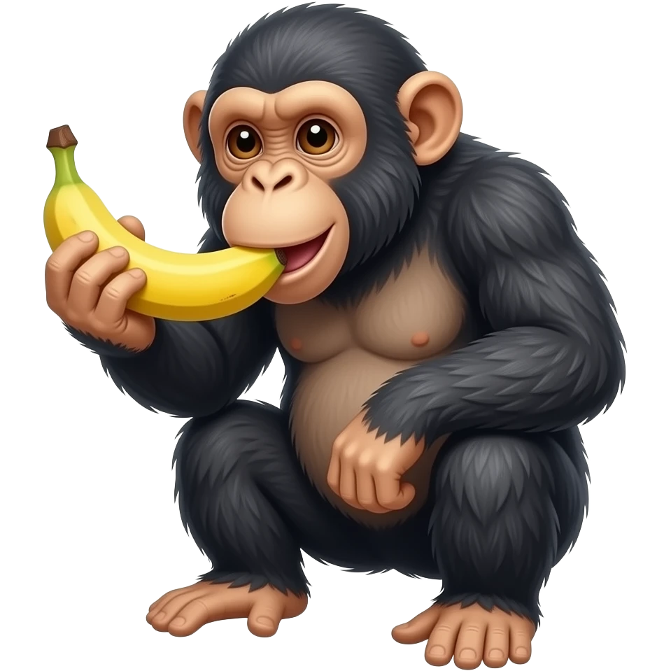 Chimpanzee eat banana emoji