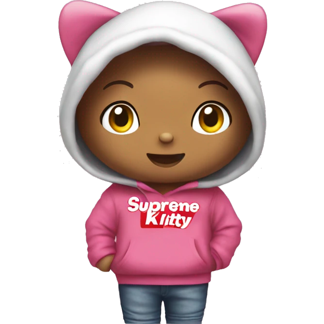 Hello kitty wearing a supreme hoodie emoji