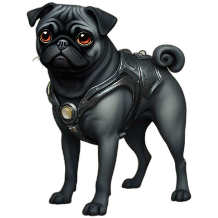 A cyberpunk black pug in Art Nouveau style during 1910 emoji