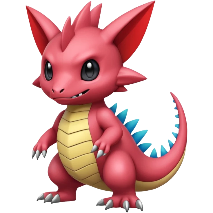 randomly-colored edgy kawaii Fakémon-Pokémon-Scalie-Digimon-creature (full body) emoji