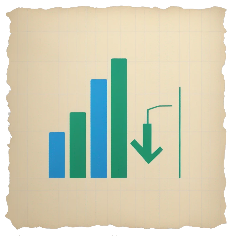 a paper with a bar chart and an upward trend emoji
