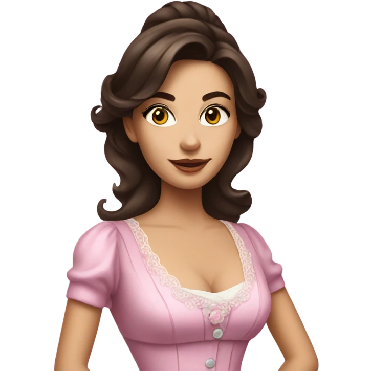 Brunette Woman in fancy tea party attire emoji