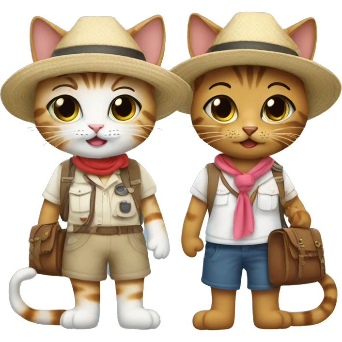 2 girl cats dressed up as tourists emoji