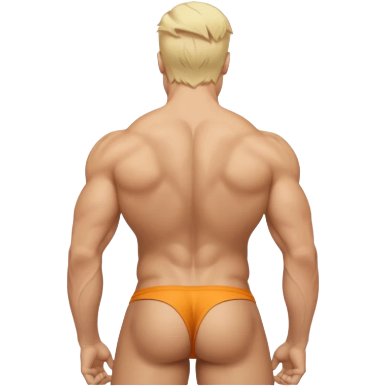Blonde, white, Naked man, spreading butt cheeks, bent over, exposed ass hole, testicles, balls, looking back at camera emoji