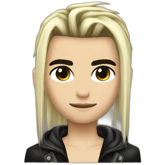 Bill Kaulitz black hair down with blonde highlights emo emoji