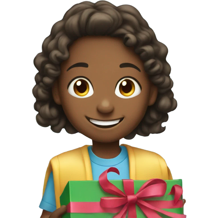 Smiling children opening presents emoji