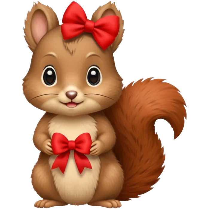 baby squirrel with a tiny red bow emoji