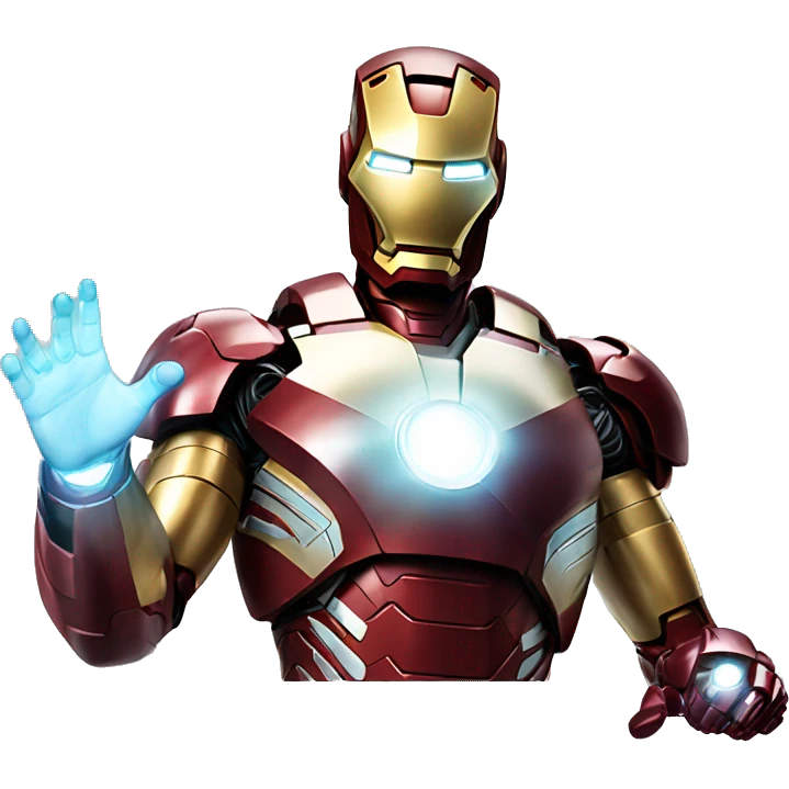 Iron Man with hologram form his hand in right side of iron man. emoji