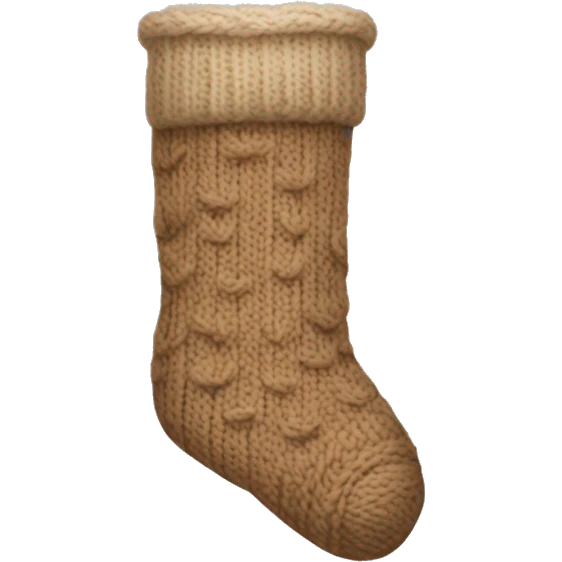 Beige knit Christmas sock emoji