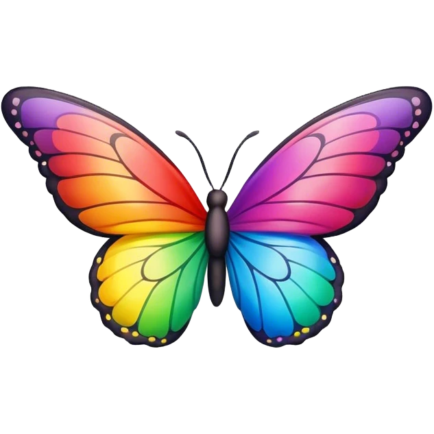 cute butterfly wing emoji in different colors, another one in rainbow color” emoji