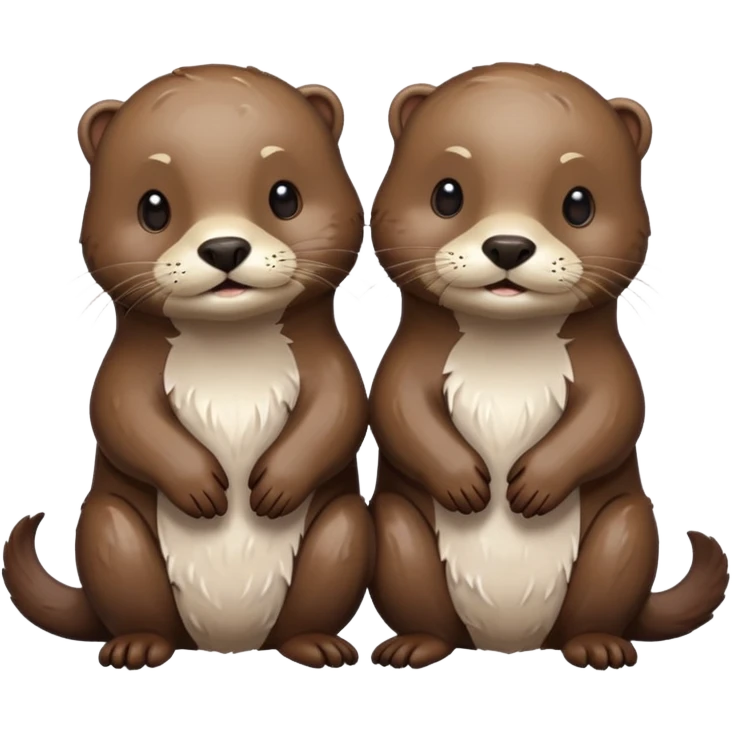 A white and two brown otters covered in white paint emoji