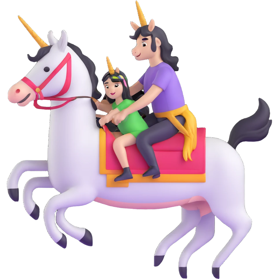 vibrant colored unicorn riding a donkey emoji